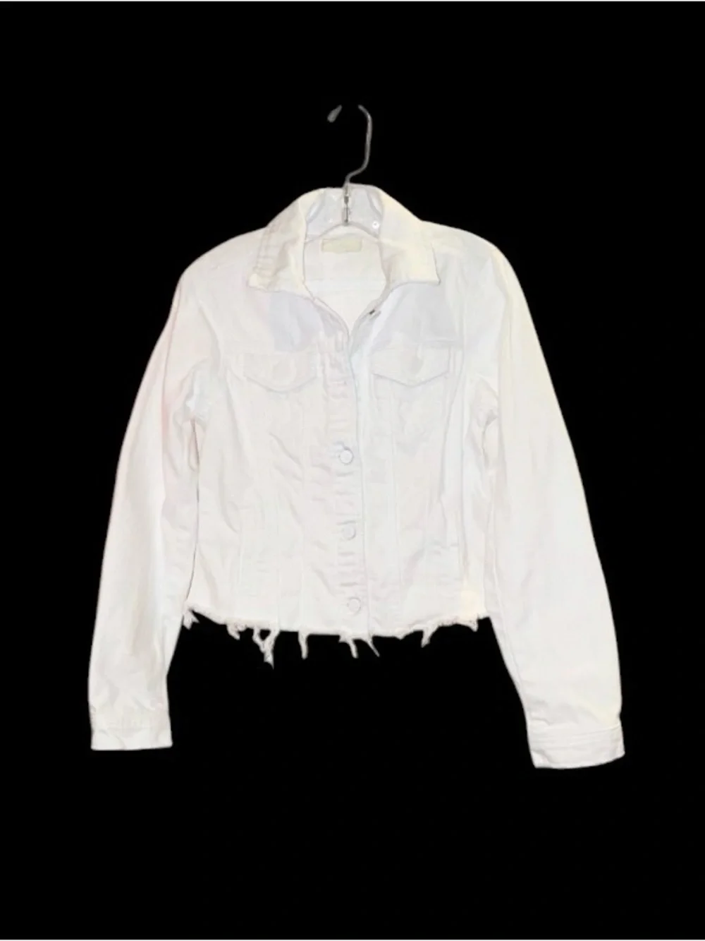 TRACTR boutique white  distress denim jacket girl’s size Large   12  14 16